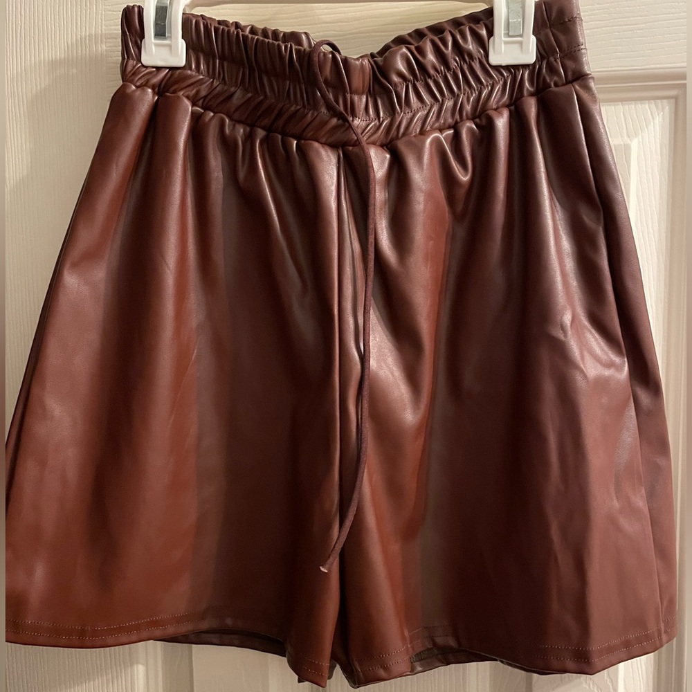 PLT faux leather shorts